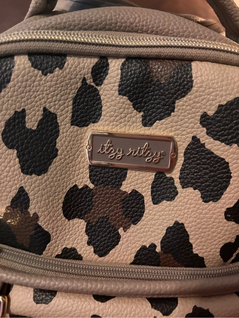 Stylish Leopard Print Beige Diaper Backpack